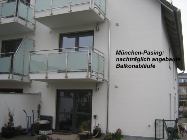 München-Pasing: nachtträglich angebaute Balkonabläufe
