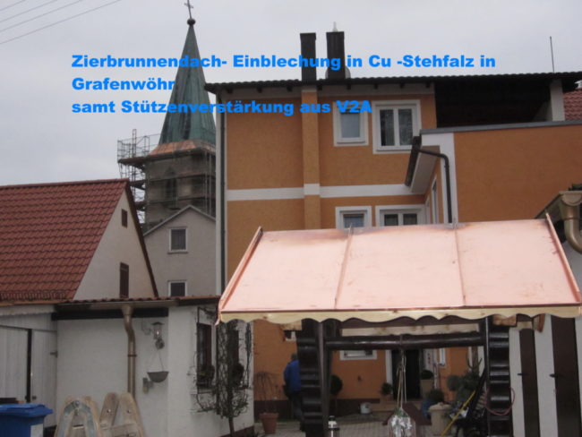 Zierbrunnendach Einblechung